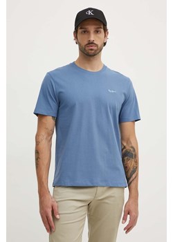 Pepe Jeans t-shirt bawełniany Connor męski kolor niebieski gładki PM509206 ze sklepu ANSWEAR.com w kategorii T-shirty męskie - zdjęcie 173375708