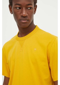 G-Star Raw t-shirt bawełniany męski kolor żółty gładki ze sklepu ANSWEAR.com w kategorii T-shirty męskie - zdjęcie 173375718