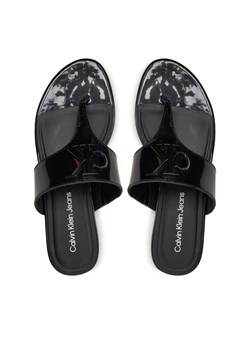 Japonki Calvin Klein Jeans Flat Sandal Slide Toepost Mg Met YW0YW01342 Czarny ze sklepu eobuwie.pl w kategorii Klapki damskie - zdjęcie 173377038