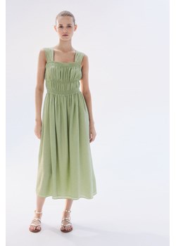 H & M - Sukienka z elastycznym marszczeniem - Zielony ze sklepu H&M w kategorii Sukienki - zdjęcie 173377089