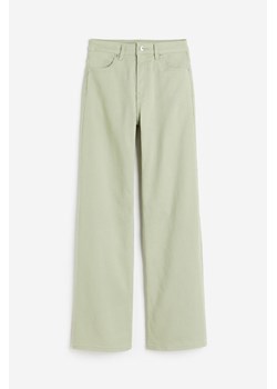 H & M - Szerokie spodnie z diagonalu - Zielony ze sklepu H&M w kategorii Spodnie damskie - zdjęcie 173377095