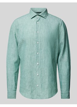 Koszula lniana o kroju slim fit z kołnierzykiem typu kent ze sklepu Peek&Cloppenburg  w kategorii Koszule męskie - zdjęcie 173377147