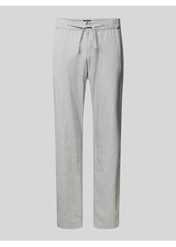 Spodnie lniane o kroju regular fit z tunelem model ‘MARIO’ ze sklepu Peek&Cloppenburg  w kategorii Spodnie męskie - zdjęcie 173377377