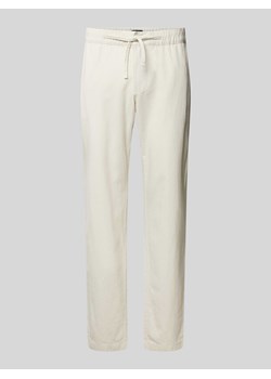 Spodnie lniane o kroju regular fit z tunelem ze sklepu Peek&Cloppenburg  w kategorii Spodnie męskie - zdjęcie 173377466