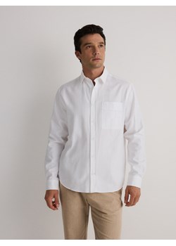 Reserved - Koszula boxy z domieszką lnu - biały ze sklepu Reserved w kategorii Koszule męskie - zdjęcie 173380588