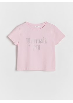 Reserved - T-shirt z napisem - różowy ze sklepu Reserved w kategorii Bluzki dziewczęce - zdjęcie 173381118