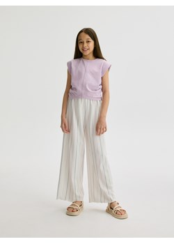 Reserved - Bawełniany t-shirt - fioletowy ze sklepu Reserved w kategorii Bluzki dziewczęce - zdjęcie 173381136