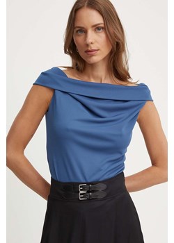 Lauren Ralph Lauren bluzka damska kolor niebieski gładka ze sklepu ANSWEAR.com w kategorii Bluzki damskie - zdjęcie 173382566