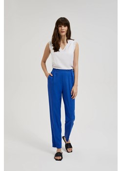 Lniane spodnie z nogawkami w kant niebieskie ze sklepu Moodo.pl w kategorii Spodnie damskie - zdjęcie 173383197