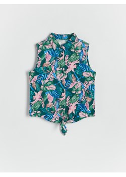 Reserved - Wzorzysta koszula - ciemnozielony ze sklepu Reserved w kategorii Koszule dziewczęce - zdjęcie 173383585