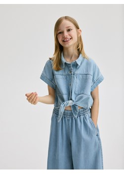 Reserved - Wiązana koszula z lyocellem - niebieski ze sklepu Reserved w kategorii Koszule dziewczęce - zdjęcie 173383588