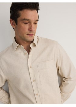 Reserved - Koszula boxy z domieszką lnu - beżowy ze sklepu Reserved w kategorii Koszule męskie - zdjęcie 173385246