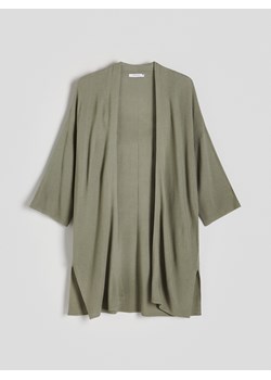 Reserved - Długi kardigan z wiskozą - ciemnozielony ze sklepu Reserved w kategorii Swetry damskie - zdjęcie 173385357