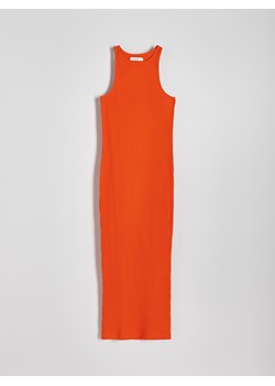 Reserved - Sukienka maxi z bawełnianej dzianiny - pomarańczowy ze sklepu Reserved w kategorii Sukienki - zdjęcie 173385367