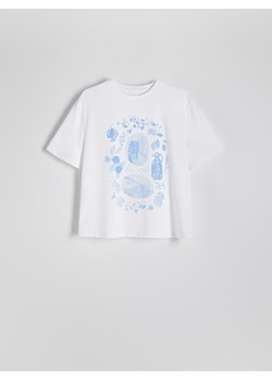 Reserved - T-shirt z nadrukiem - biały ze sklepu Reserved w kategorii Bluzki damskie - zdjęcie 173385506