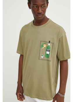 Les Deux t-shirt bawełniany męski kolor zielony z nadrukiem LDM101174 ze sklepu ANSWEAR.com w kategorii T-shirty męskie - zdjęcie 173386396