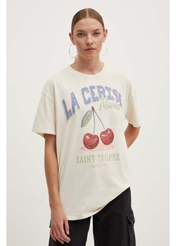 Hollister Co. t-shirt bawełniany damski kolor beżowy ze sklepu ANSWEAR.com w kategorii Bluzki damskie - zdjęcie 173386598