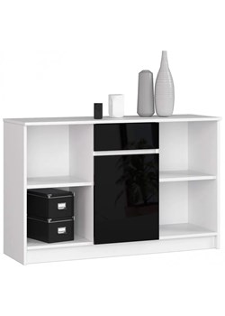 Komoda z szufladą i półkami biała + czarny połysk - Fillo 4X ze sklepu Edinos.pl w kategorii Komody - zdjęcie 173386938