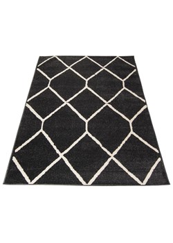 Antracytowy dywan w kratkę do sypialni - Kavo 4X ze sklepu Edinos.pl w kategorii Dywany - zdjęcie 173387258