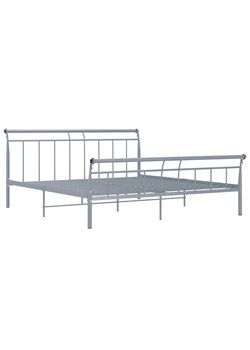 Szare metalowe łóżko małżeńskie 160x200 cm - Ventano ze sklepu Edinos.pl w kategorii Łóżka i materace - zdjęcie 173387605