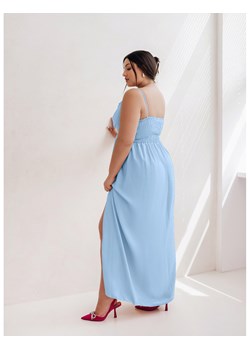 Maxi sukienka z rozcięciem PLUS SIZE - LEIA - błękitna ze sklepu magmac.pl w kategorii Sukienki - zdjęcie 173388945