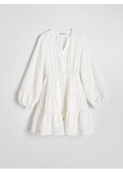 Reserved - Sukienka mini z troczkami - złamana biel ze sklepu Reserved w kategorii Sukienki - zdjęcie 173389946