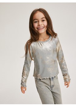 Reserved - Koszulka z metalicznym efektem - jasnoszary ze sklepu Reserved w kategorii Bluzki dziewczęce - zdjęcie 173393676