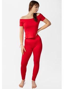 Dkaren Bayo-Kpl fuksja XS Komplet legginsy + bluzka czerwony ze sklepu kontri.pl w kategorii Komplety i garnitury damskie - zdjęcie 173395139
