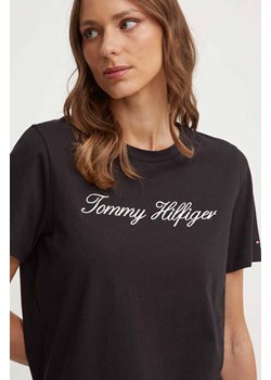 Tommy Hilfiger t-shirt bawełniany damski kolor czarny WW0WW43459 ze sklepu ANSWEAR.com w kategorii Bluzki damskie - zdjęcie 173395657