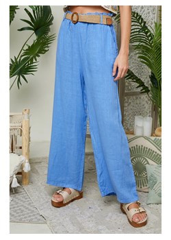 Lin Passion Lniane spodnie w kolorze niebieskim ze sklepu Limango Polska w kategorii Spodnie damskie - zdjęcie 173396288
