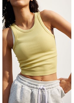 H & M - Krótka bezszwowa koszulka sportowa DryMove - Żółty ze sklepu H&M w kategorii Bluzki damskie - zdjęcie 173396457