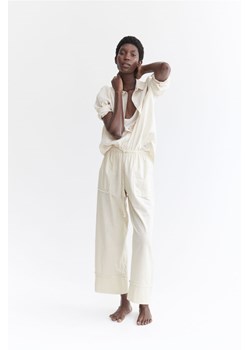 H & M - Szerokie spodnie z domieszką lnu - Beżowy ze sklepu H&M w kategorii Spodnie damskie - zdjęcie 173396538