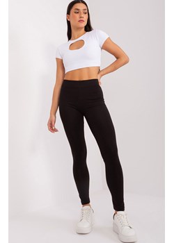 Czarne legginsy z wysokim stanem LO-LG-LK-546.32, Kolor czarny, Rozmiar S, Rue Paris ze sklepu Primodo w kategorii Spodnie damskie - zdjęcie 173397525