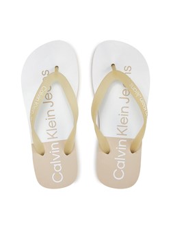 Japonki Calvin Klein Jeans Beach Sandal Flatform Monologo YW0YW01617 Écru ze sklepu eobuwie.pl w kategorii Klapki damskie - zdjęcie 173399727