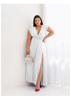 Sukienka maxi PLUS SIZE wiązana na wiele sposobów- ELSA - biała ze sklepu magmac.pl w kategorii Sukienki - zdjęcie 173400016