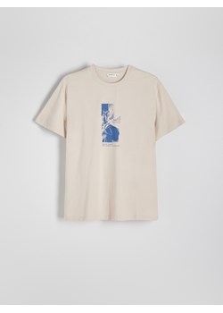 Reserved - T-shirt regular z nadrukiem - beżowy ze sklepu Reserved w kategorii T-shirty męskie - zdjęcie 173401098
