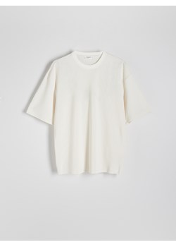 Reserved - Strukturalny t-shirt relaxed fit - złamana biel ze sklepu Reserved w kategorii T-shirty męskie - zdjęcie 173401166