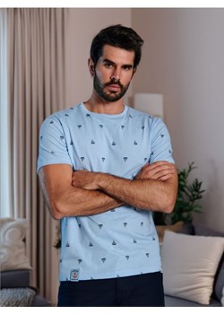 Sinsay - Koszulka z nadrukiem - niebieski ze sklepu Sinsay w kategorii T-shirty męskie - zdjęcie 173403378