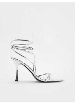 Reserved - Metaliczne sandały na szpilce - srebrny ze sklepu Reserved w kategorii Sandały damskie - zdjęcie 173406027