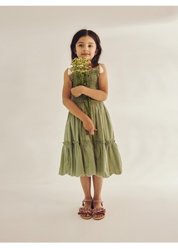 Reserved - Bawełniana sukienka na ramiączkach - oliwkowy ze sklepu Reserved w kategorii Sukienki dziewczęce - zdjęcie 173406407