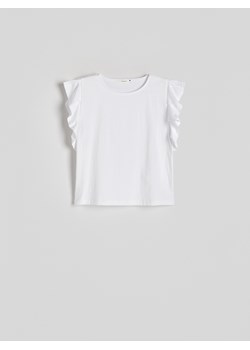 Reserved - Bluzka z ozdobnymi rękawami - biały ze sklepu Reserved w kategorii Bluzki damskie - zdjęcie 173406476