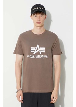 Alpha Industries t-shirt bawełniany Basic T-Shirt męski kolor beżowy z nadrukiem 100501.183 ze sklepu PRM w kategorii T-shirty męskie - zdjęcie 173408398