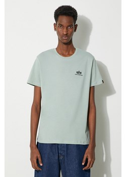 Alpha Industries t-shirt bawełniany męski kolor turkusowy z nadrukiem ze sklepu PRM w kategorii T-shirty męskie - zdjęcie 173408737