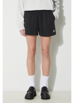 New Balance szorty French Terry Short damskie kolor czarny gładkie high waist WS41500BK ze sklepu PRM w kategorii Szorty - zdjęcie 173409265