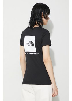 The North Face t-shirt bawełniany W S/S Redbox Slim Tee damski kolor czarny NF0A87NMJK31 ze sklepu PRM w kategorii Bluzki damskie - zdjęcie 173409315