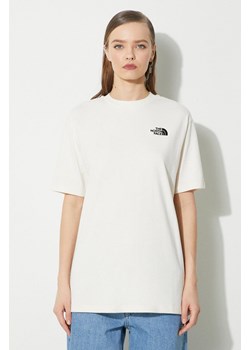 The North Face t-shirt bawełniany W S/S Essential Oversize Tee damski kolor beżowy NF0A87NQQLI1 ze sklepu PRM w kategorii Bluzki damskie - zdjęcie 173409319