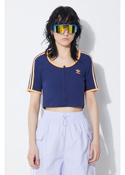 adidas Originals t-shirt Rib SS damski kolor niebieski JH3130 ze sklepu PRM w kategorii Bluzki damskie - zdjęcie 173409329