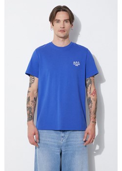A.P.C. t-shirt bawełniany t-shirt raymond męski kolor niebieski z aplikacją COEZC-H26840 ze sklepu PRM w kategorii T-shirty męskie - zdjęcie 173409449
