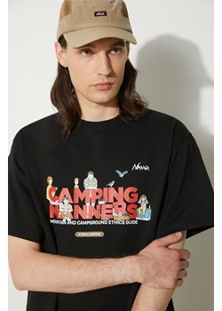 Nanga t-shirt Eco Hybrid Camping Manners Wild Animals Tee męski kolor czarny z nadrukiem NW2411.1G800.A ze sklepu PRM w kategorii T-shirty męskie - zdjęcie 173409507