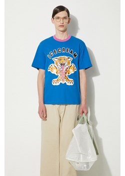 ICECREAM t-shirt bawełniany Tiger męski kolor niebieski z nadrukiem IC24237 ze sklepu PRM w kategorii T-shirty męskie - zdjęcie 173409527